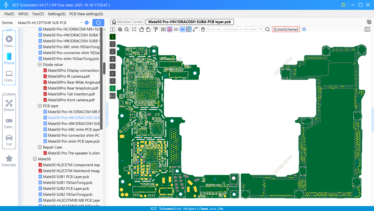 Huawei Mate50 Pro-HN1DRACOSH SUBA PCB Layer